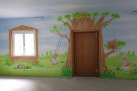 Wandmalerei mit Teddybären, Bärenhaus Kita