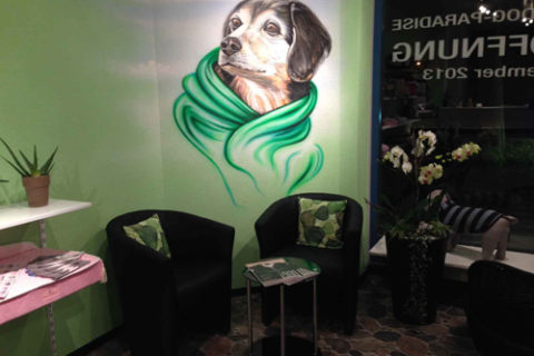 Hundesalon Wandmalerei Airbrush-Portrait