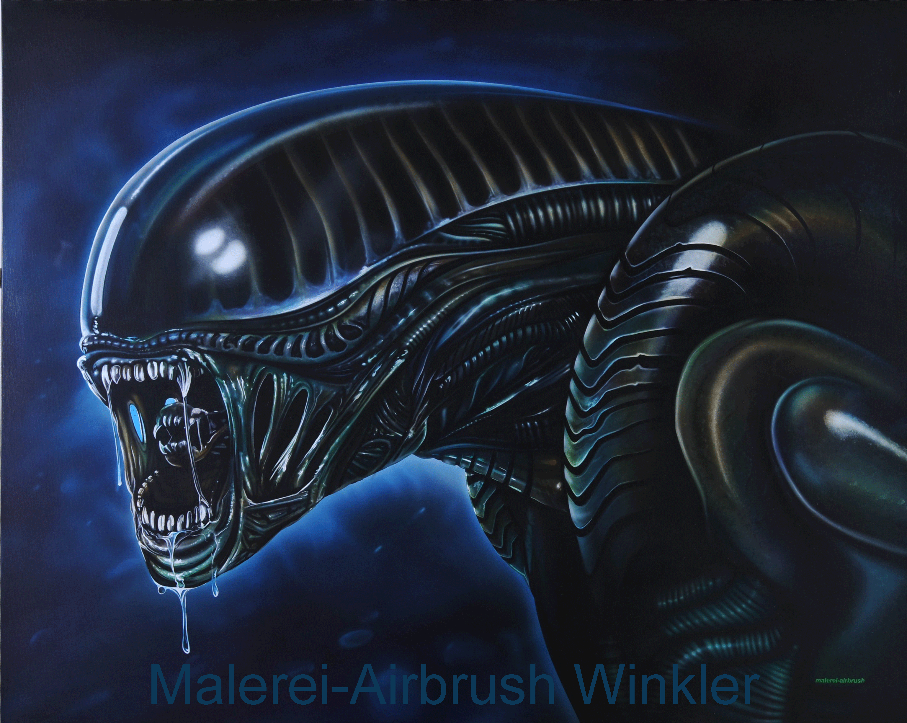 Motorrad-Airbrush-Alien