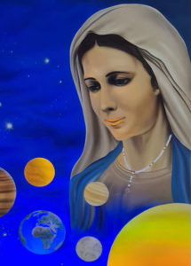 Maria-Portrait-Airbrush-Fluoreszenzfarbe