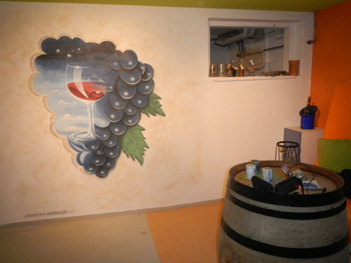 Wandmalerei im Weinkeller, Traubenbild