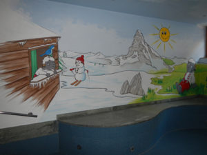 Wolli Zermatt, Wandmalerei im Hallenbad